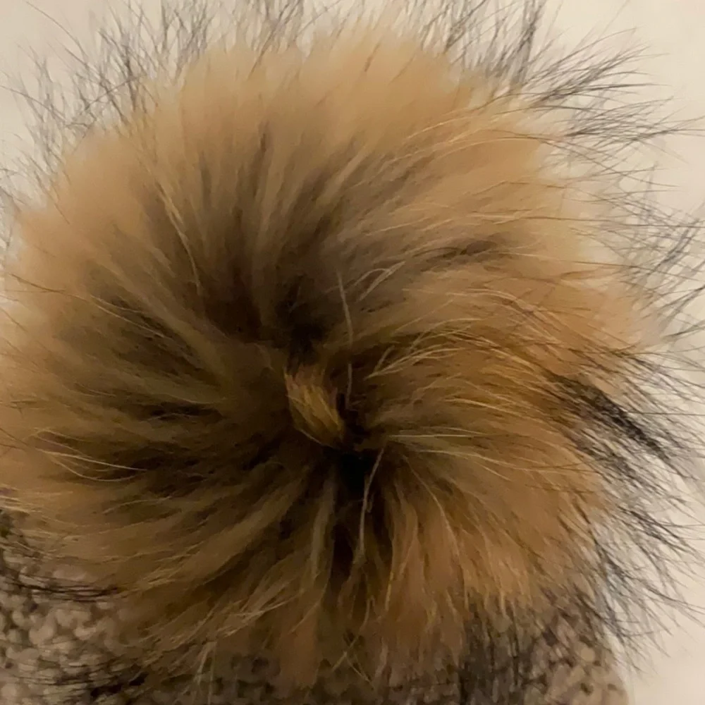 Beanie with crystal beading and fur Pom - Picture 3 of 6